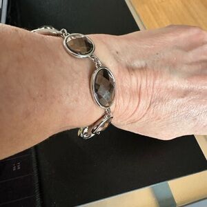 NWT MONET Silvertone Dark Grey Stone Link Bracelet NWT